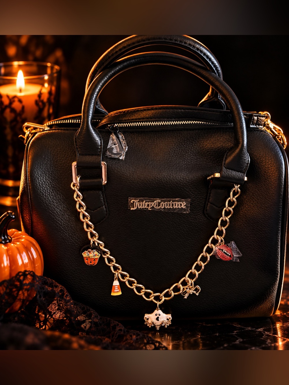 Juicy Couture Exclusive Halloween Boo Crew Black Satchel Trendy & Viral